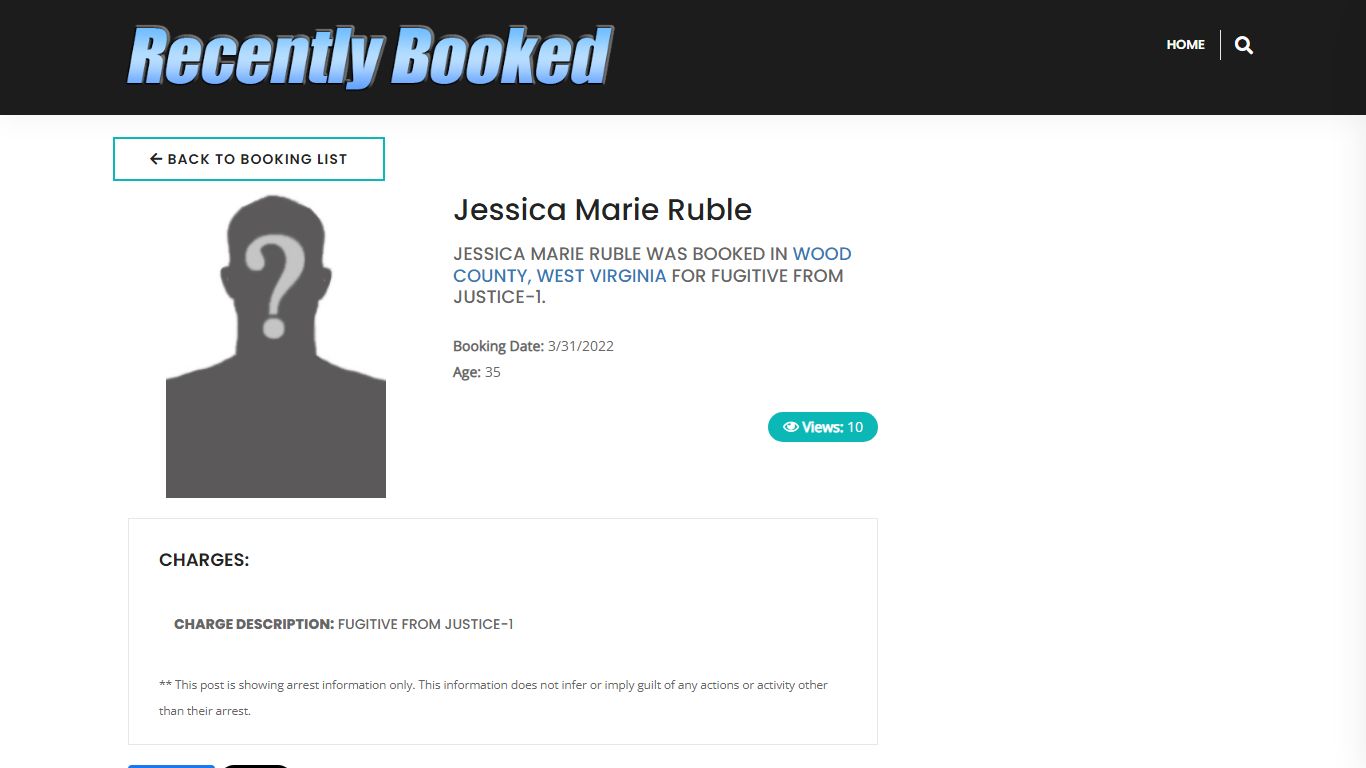 Recent Booking / Mugshot for Jessica Marie Ruble in Wood County, West ...